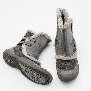 JBU Ankle Fur Vegan Leather Boots Grey Size 7